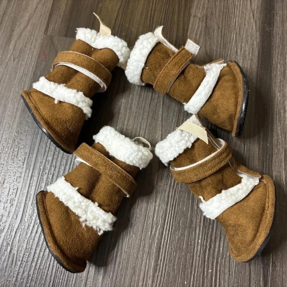 Kids Brown Sherpa-Lined Winter Boots